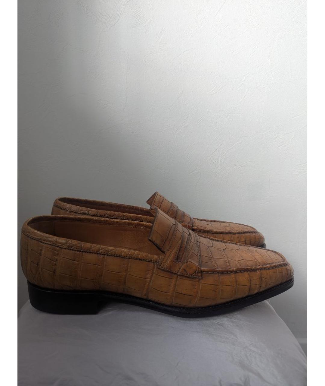 KITON Коричневые лоферы из экзотической кожи, фото 10