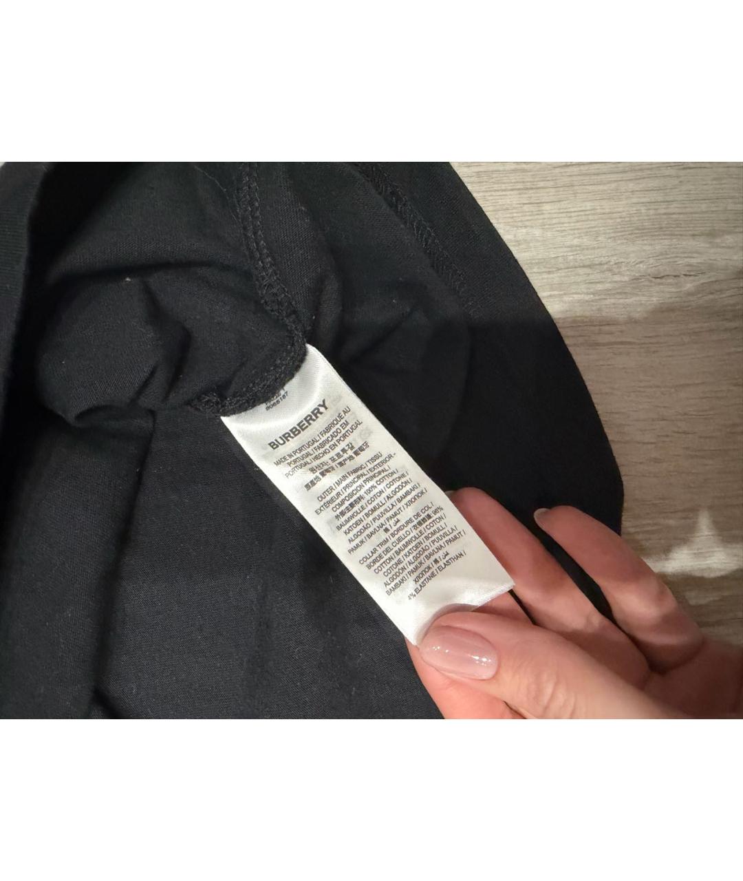 BURBERRY Черная хлопковая футболка, фото 5