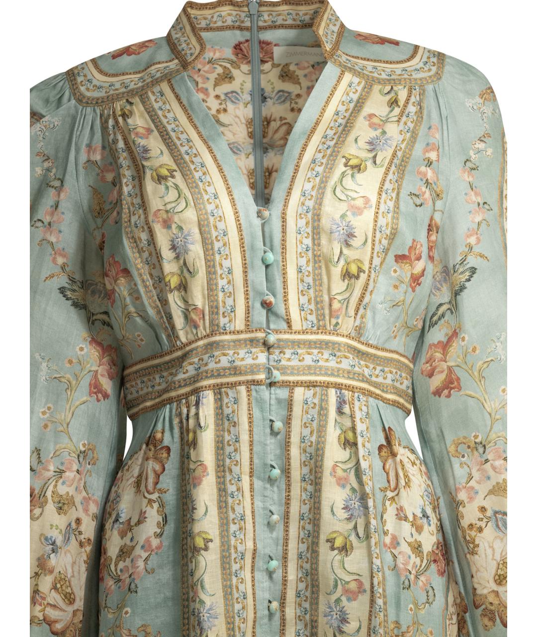 ZIMMERMANN Голубое льняное повседневное платье, фото 3