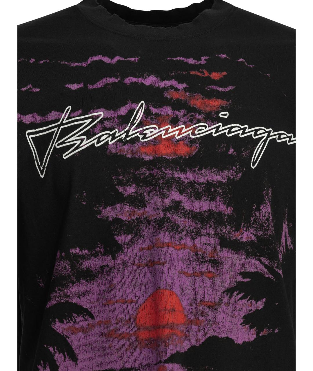 BALENCIAGA Черная хлопковая футболка, фото 3