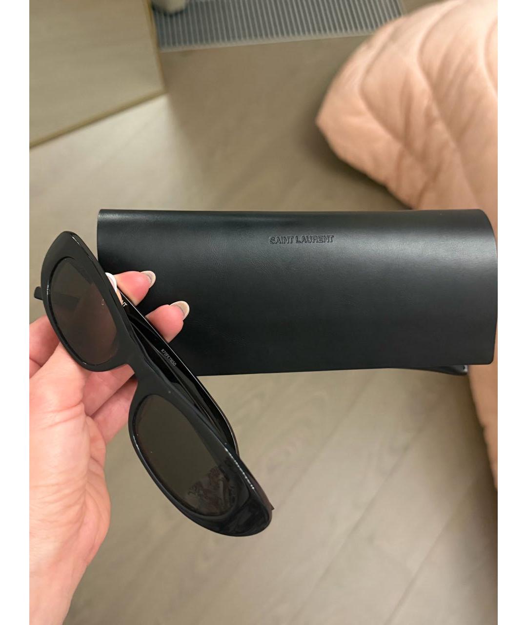 SAINT LAURENT Черные пластиковые солнцезащитные очки, фото 4