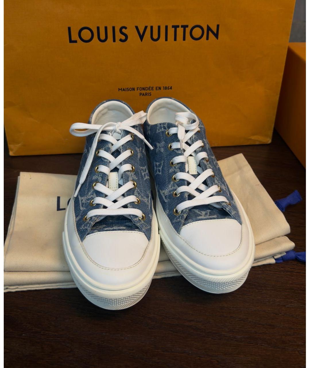 LOUIS VUITTON Голубые текстильные кеды, фото 4