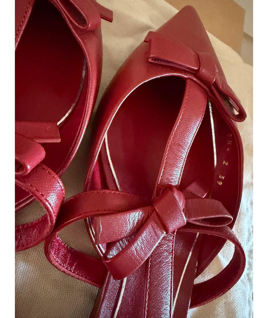 VALENTINO Бордовые кожаные балетки, фото 4