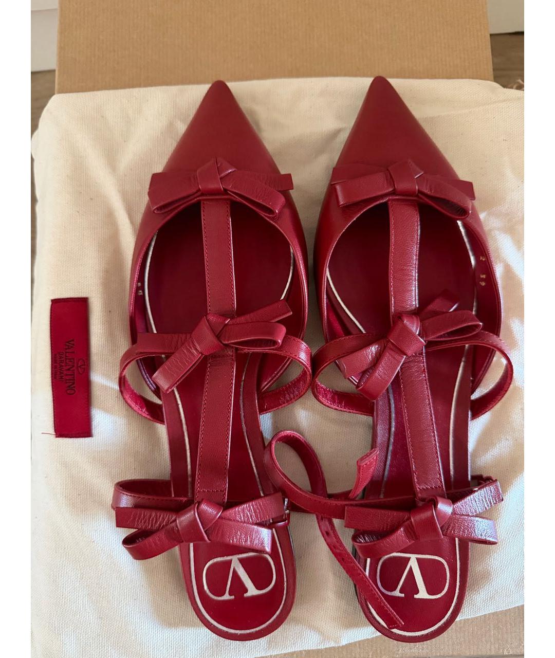 VALENTINO Бордовые кожаные балетки, фото 2