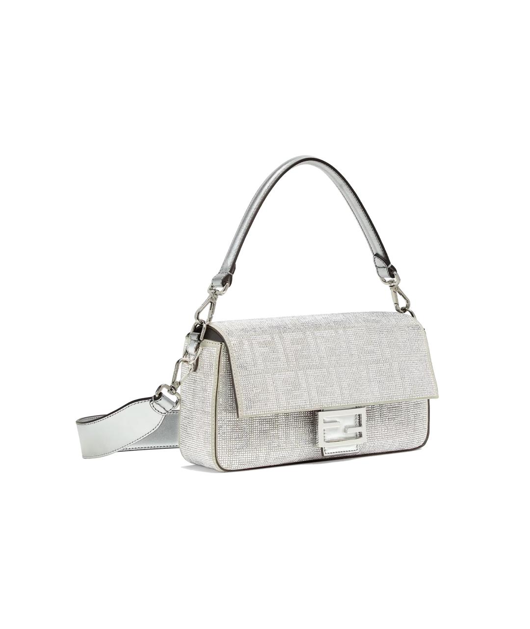 FENDI Серебряная кожаная сумка через плечо, фото 2