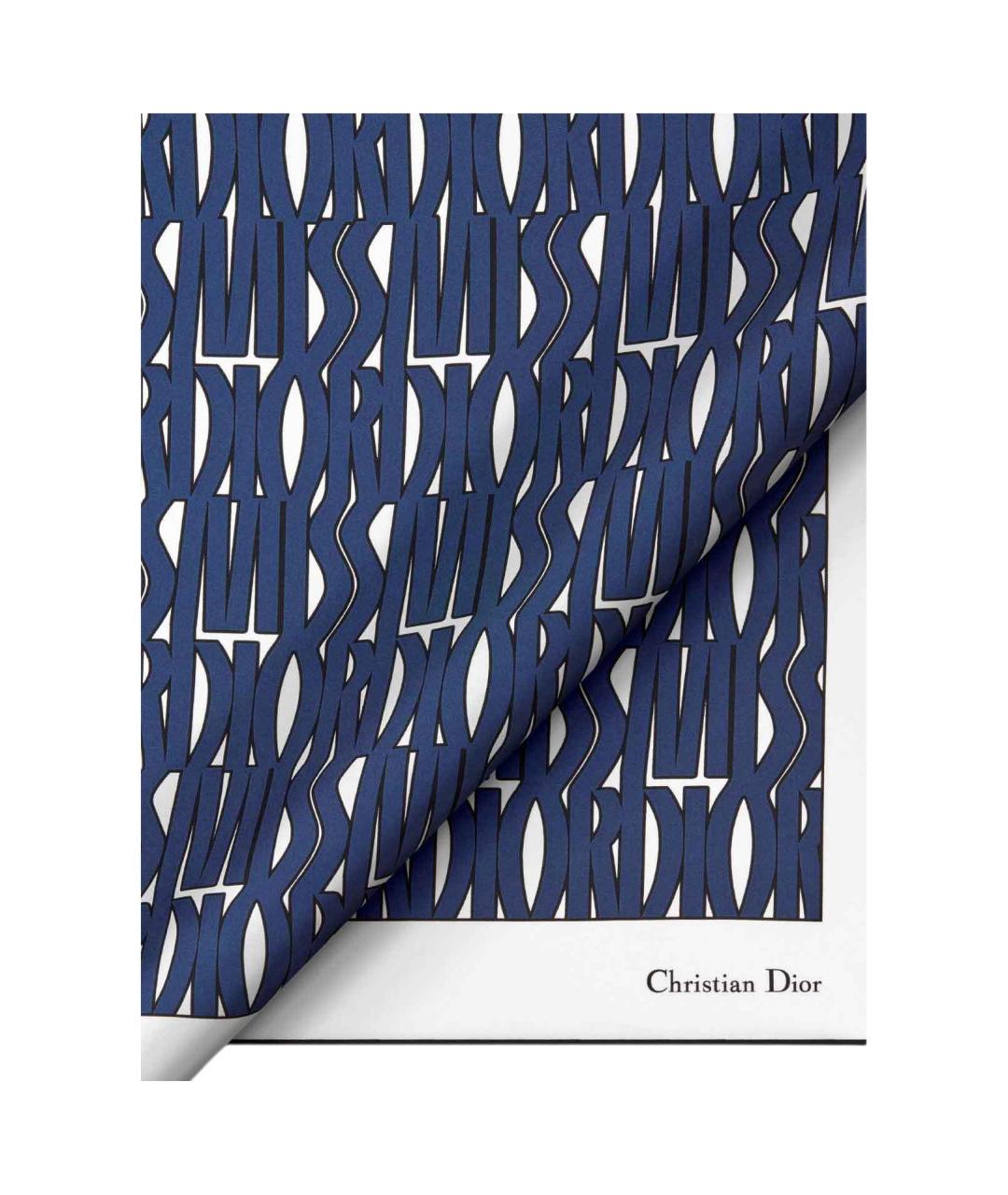 CHRISTIAN DIOR Синий шелковый шарф, фото 2