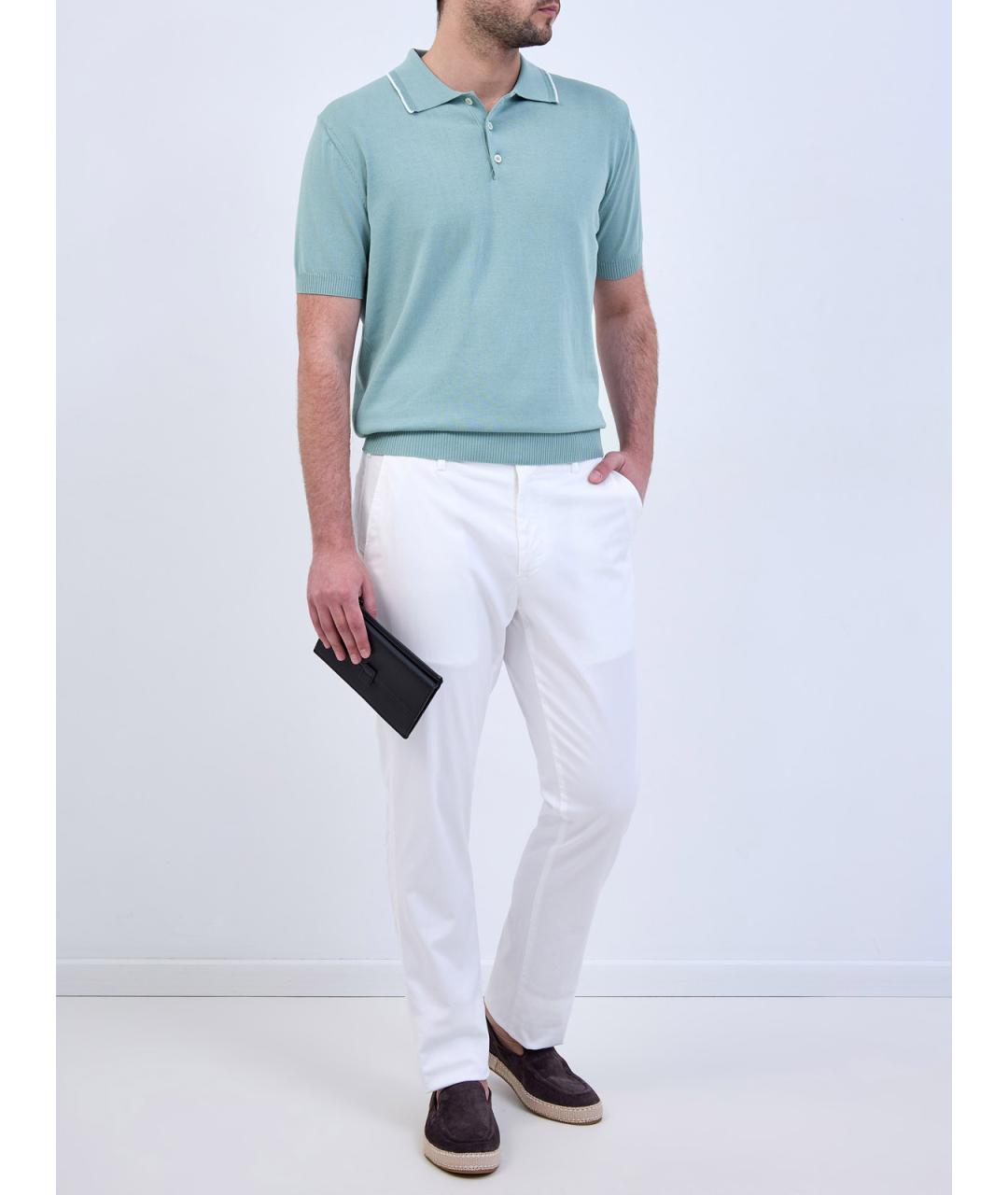 CANALI Белые хлопковые повседневные брюки, фото 2