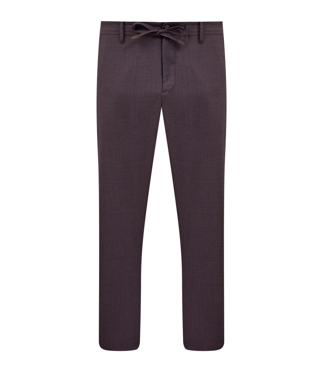 CANALI Коричневые шерстяные повседневные брюки, фото 1
