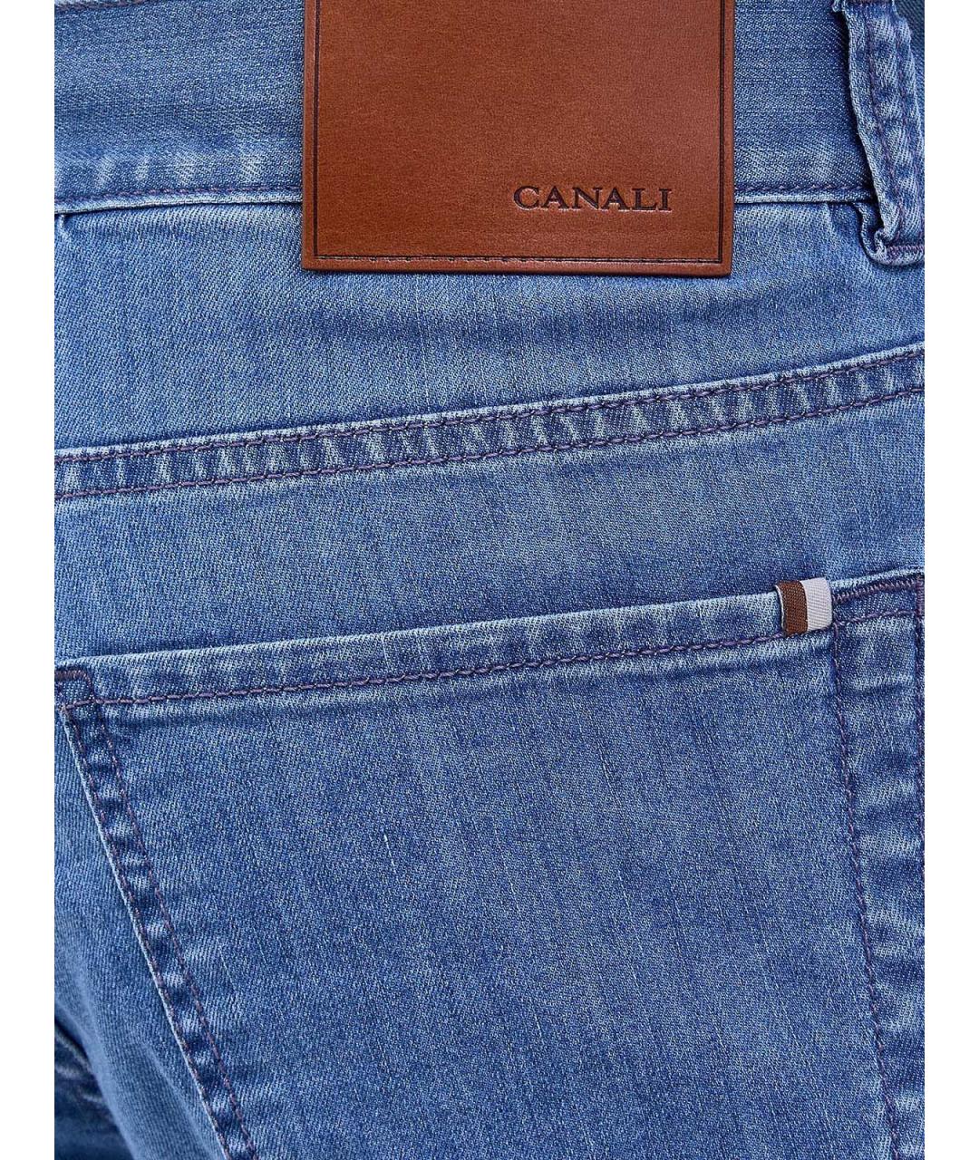 CANALI Синие хлопковые прямые джинсы, фото 5