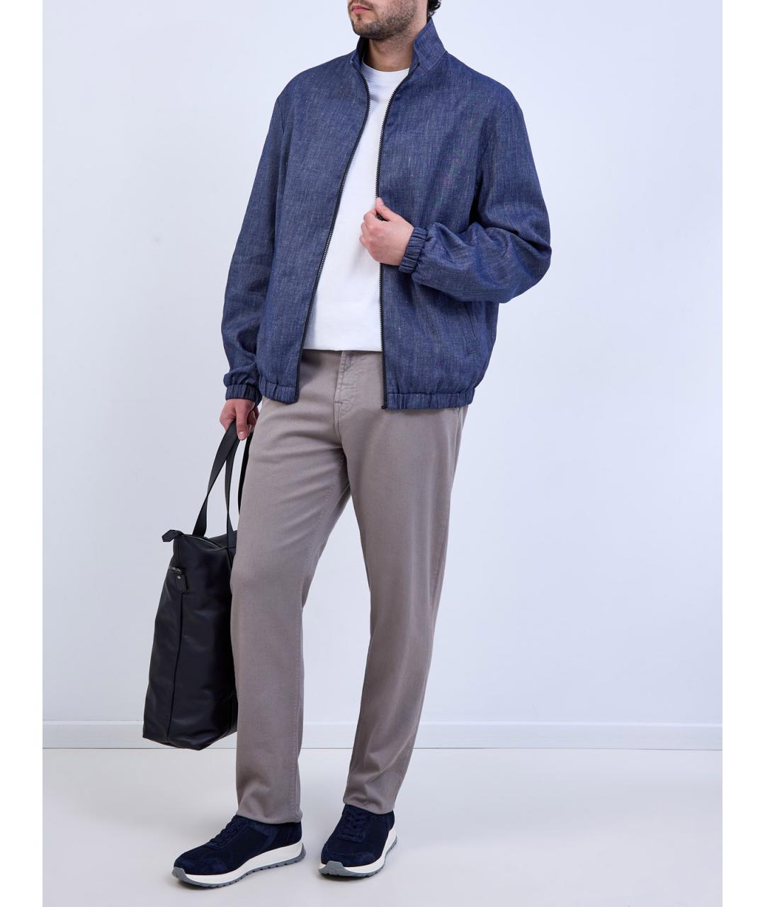 CANALI Синяя льняная куртка, фото 2