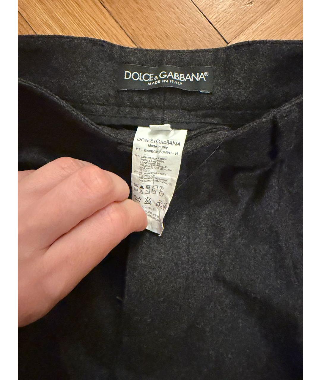 DOLCE&GABBANA Серые шерстяные классические брюки, фото 5