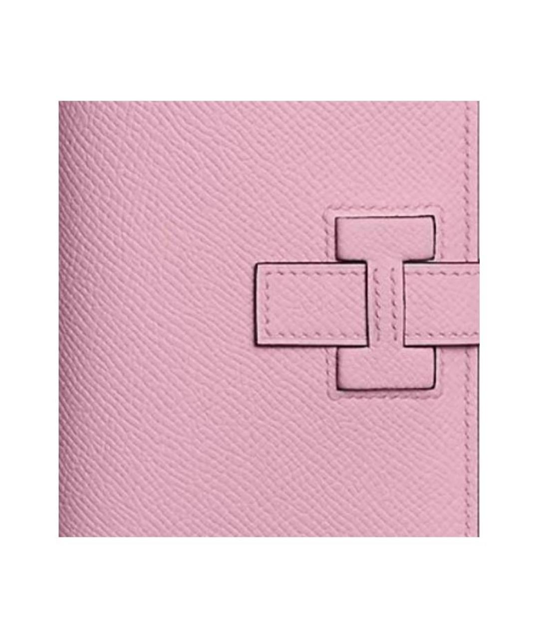 HERMES Розовый кожаный кошелек, фото 4