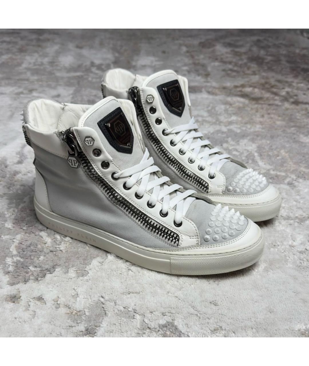 PHILIPP PLEIN Серые замшевые высокие кроссовки / кеды, фото 2