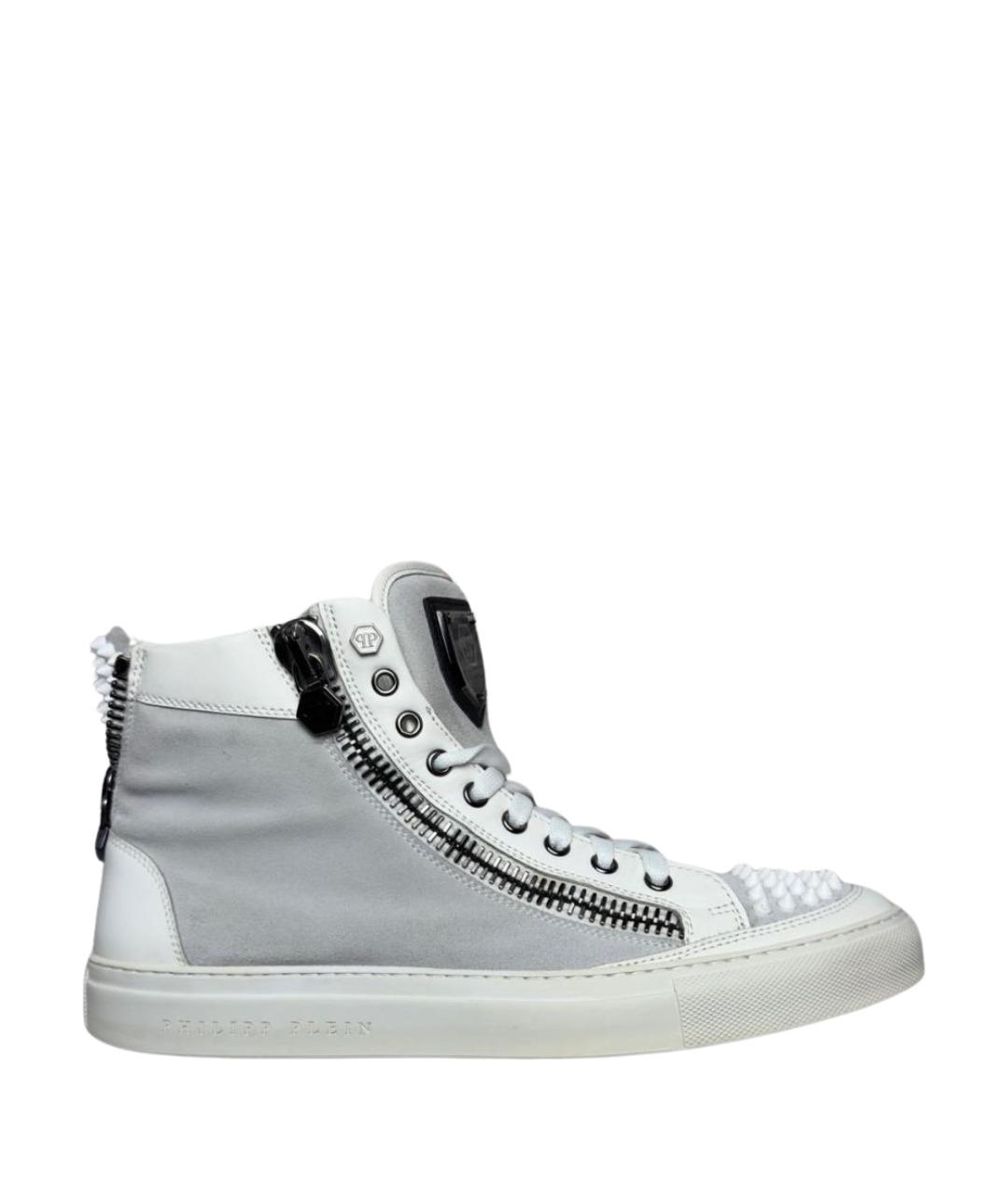 PHILIPP PLEIN Серые замшевые высокие кроссовки / кеды, фото 1