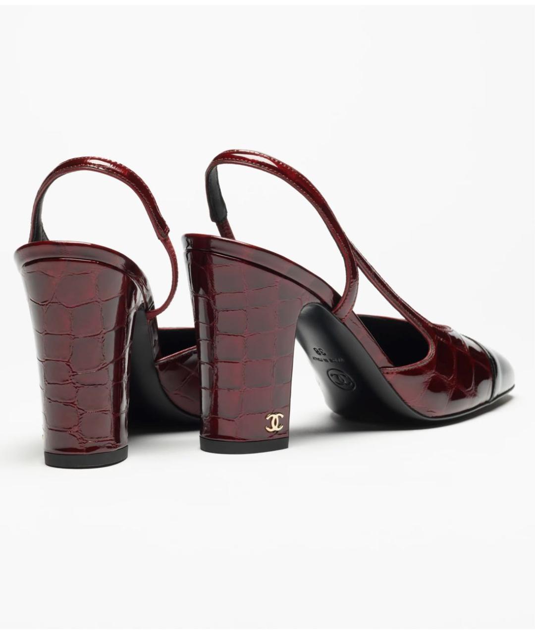 CHANEL Бордовые кожаные туфли, фото 4
