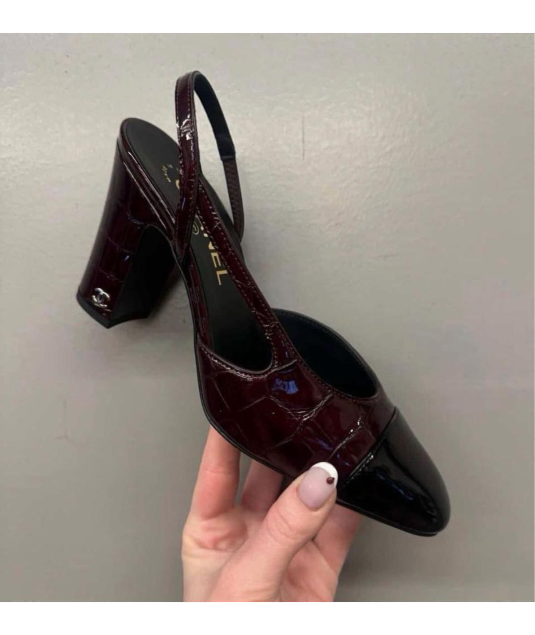 CHANEL Бордовые кожаные туфли, фото 2