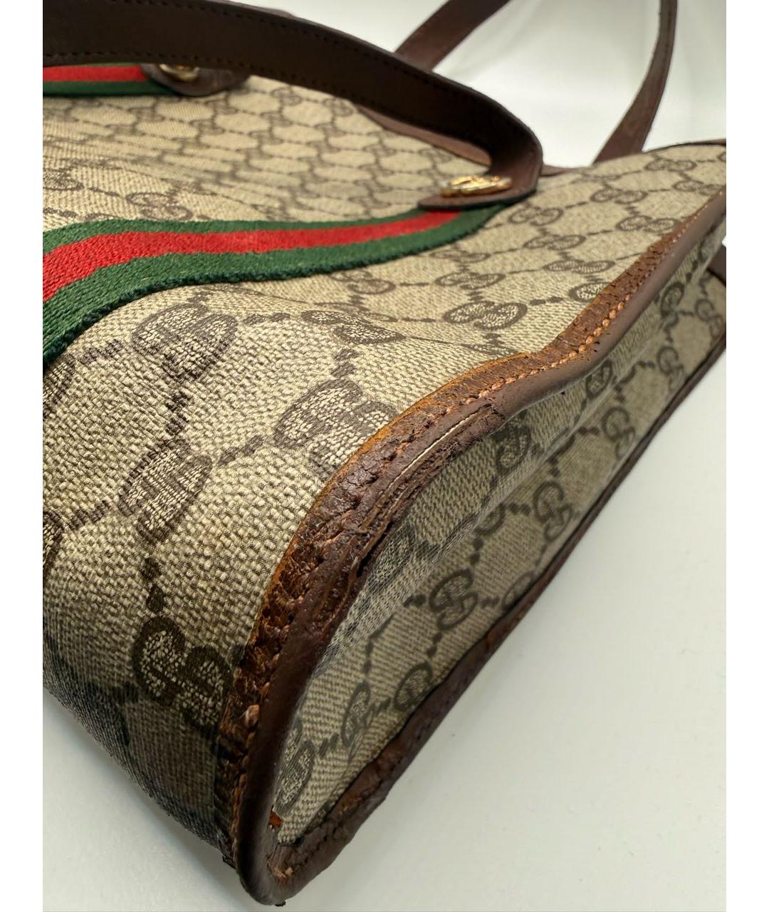GUCCI Бежевая кожаная сумка тоут, фото 7