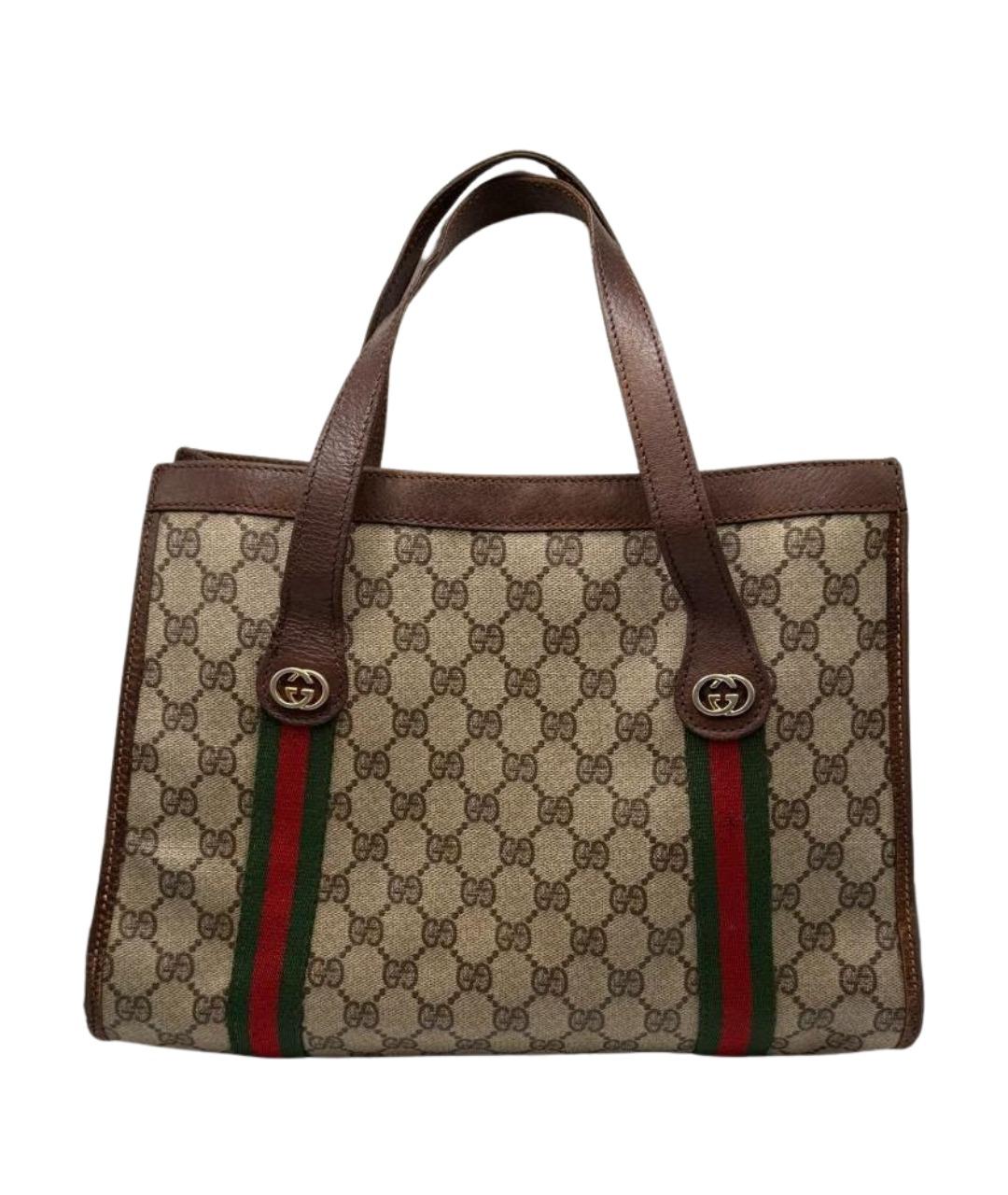 GUCCI Бежевая кожаная сумка тоут, фото 1