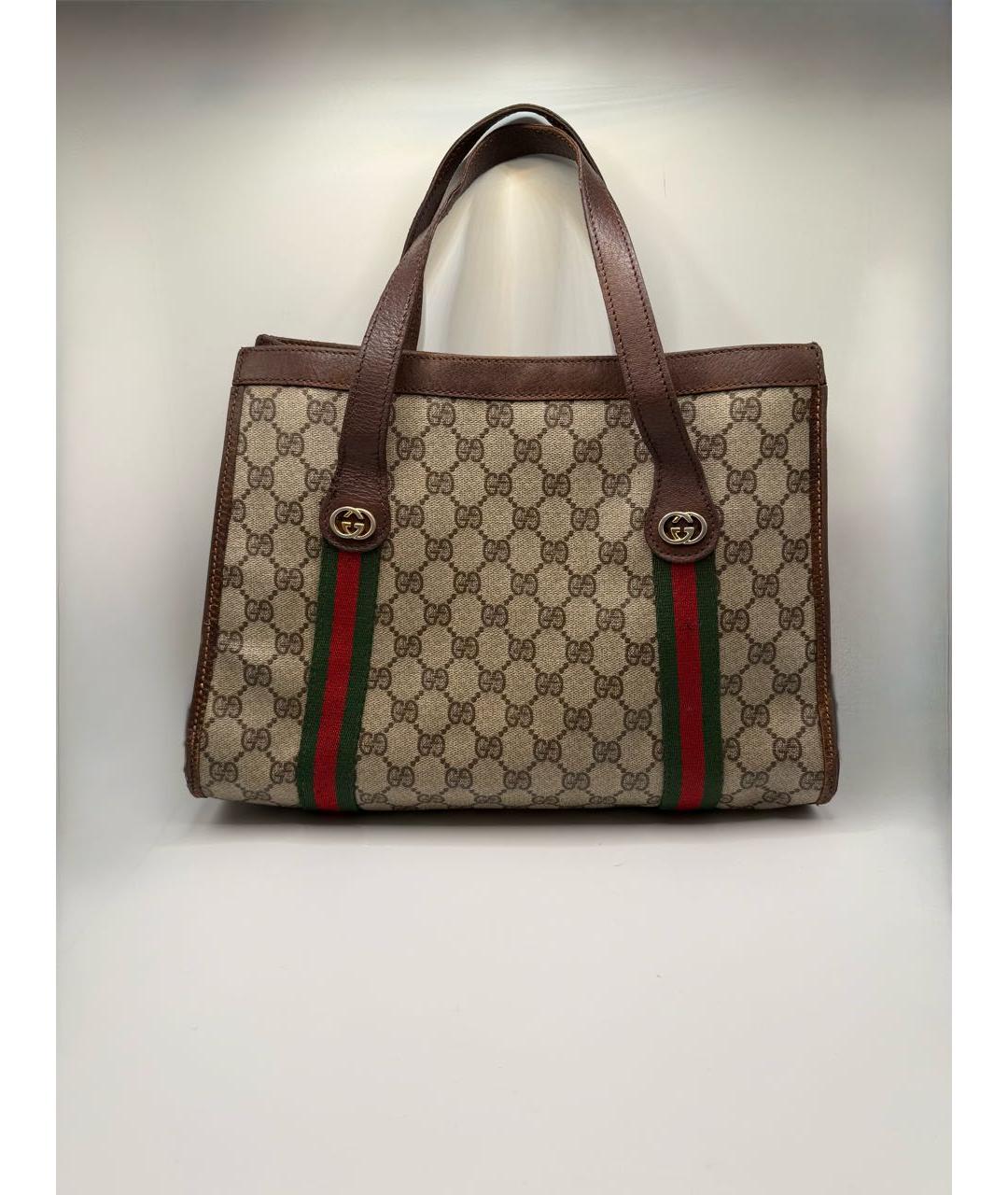 GUCCI Бежевая кожаная сумка тоут, фото 8