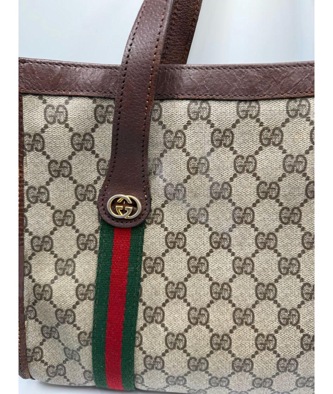 GUCCI Бежевая кожаная сумка тоут, фото 4