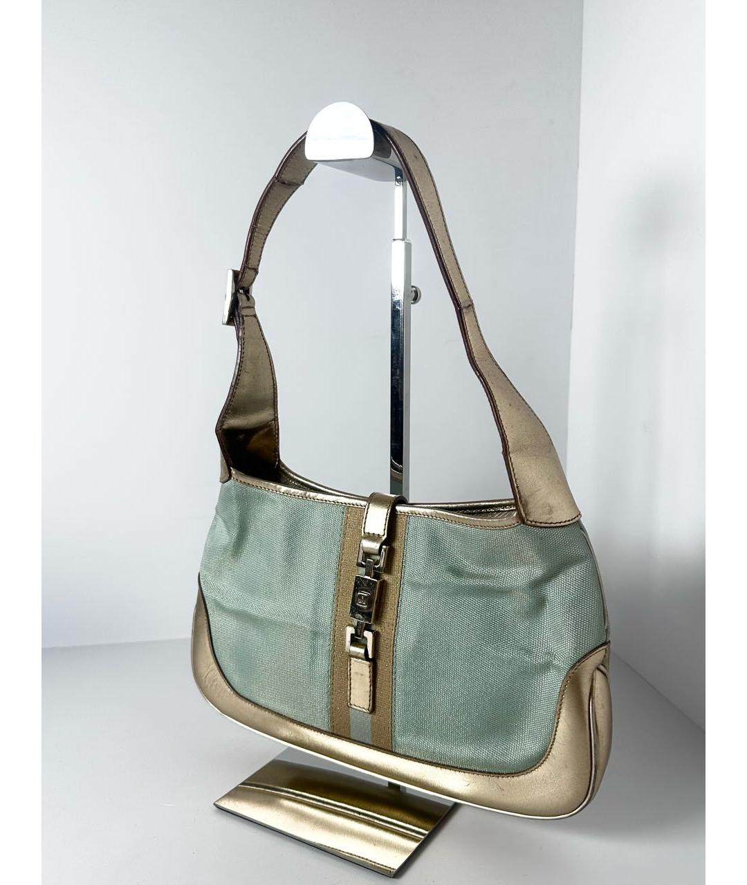 GUCCI Бирюзовая кожаная сумка с короткими ручками, фото 2