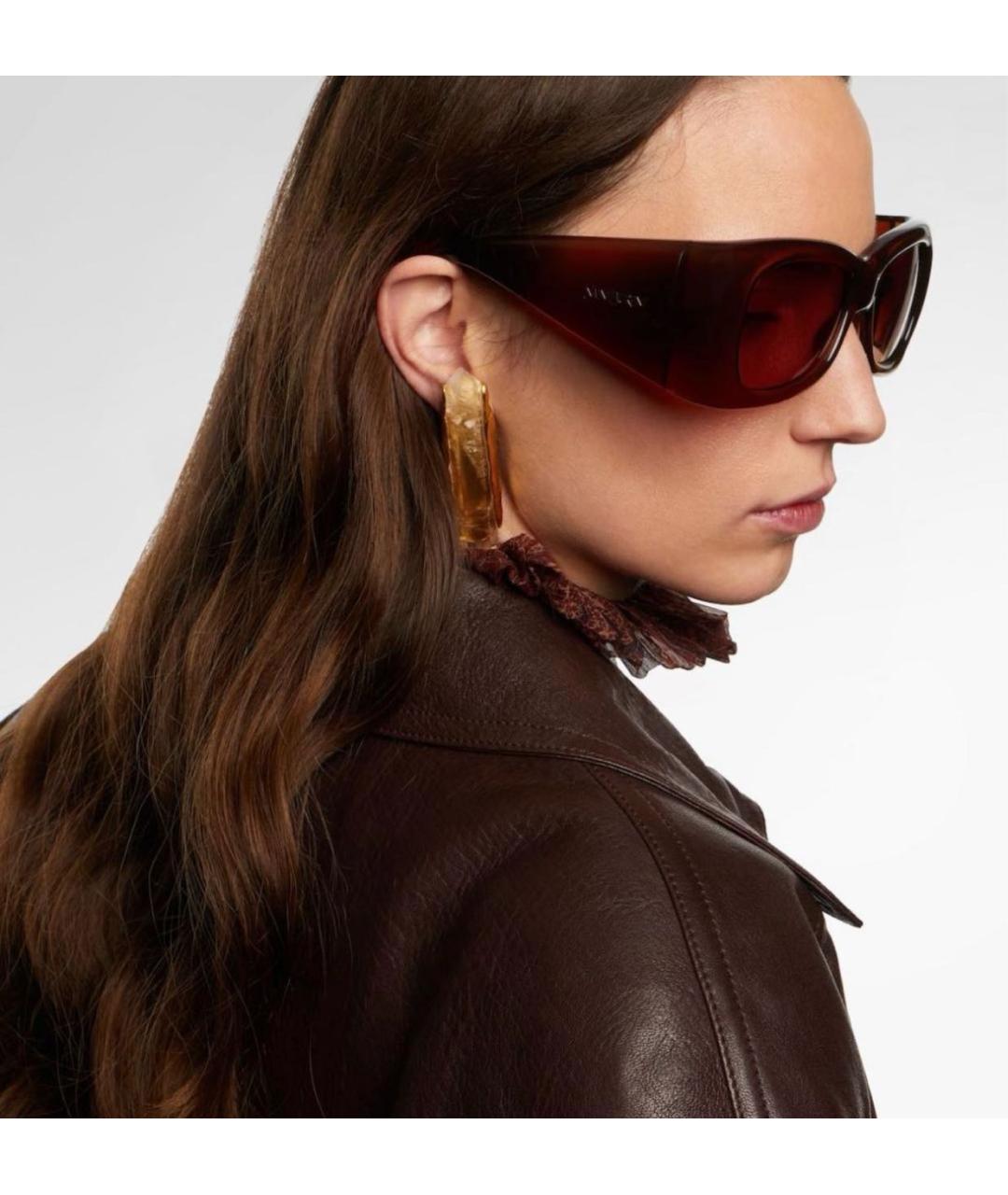 SAINT LAURENT Коричневые пластиковые солнцезащитные очки, фото 2