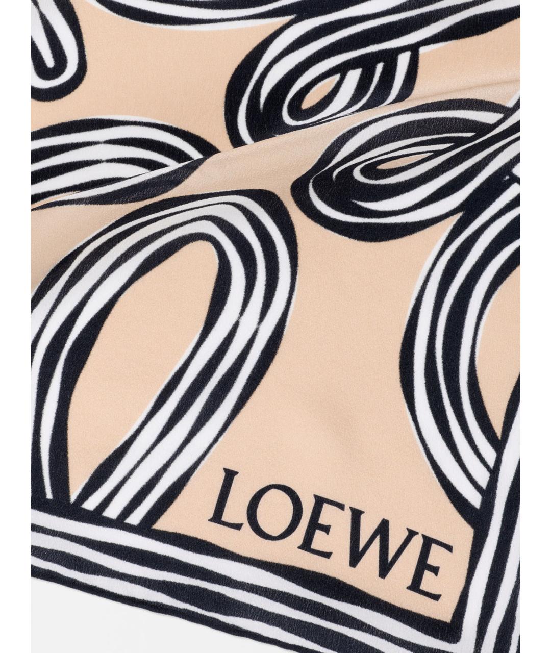 LOEWE Бежевый шелковый шарф, фото 2