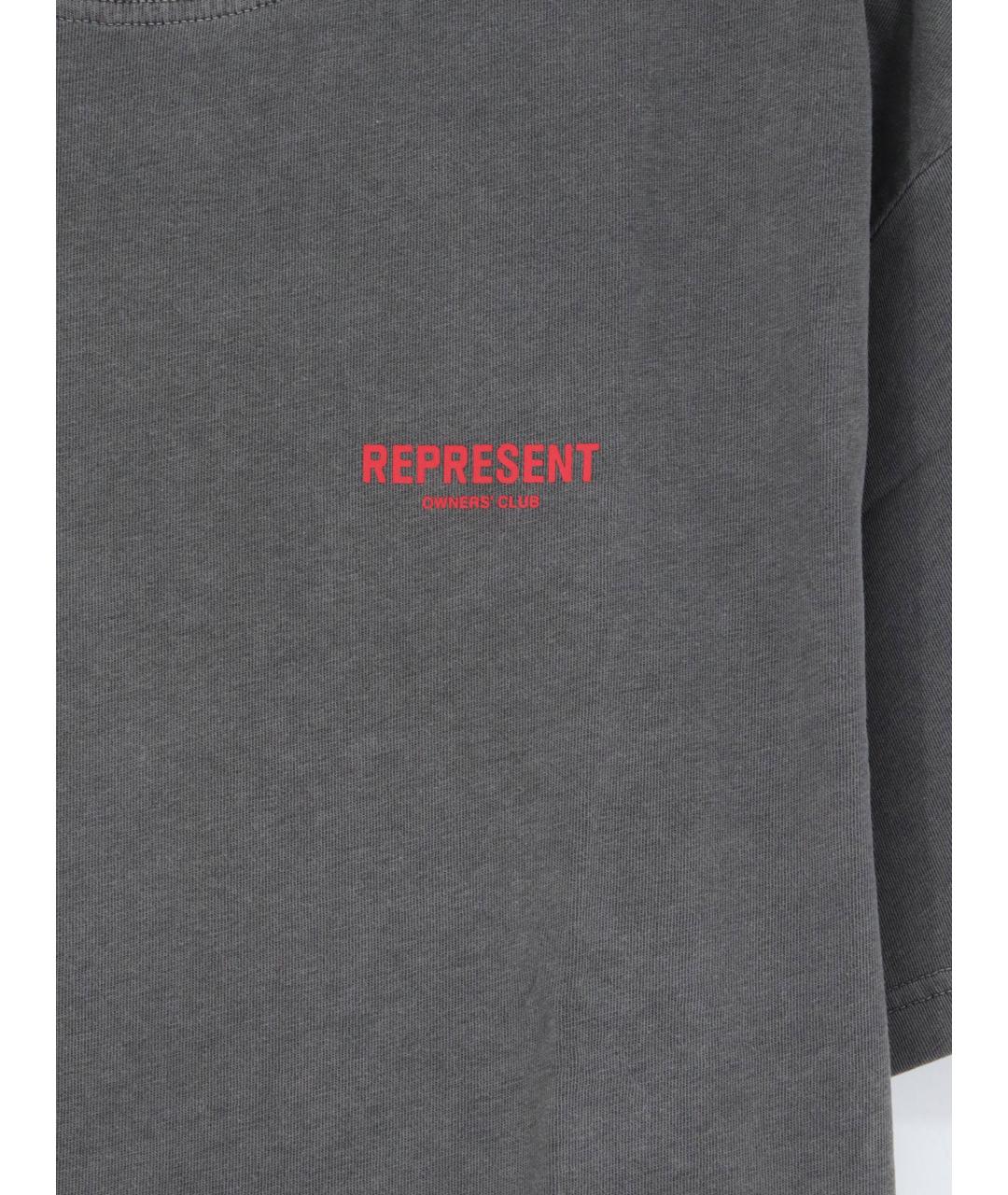 REPRESENT Серая хлопковая футболка, фото 3