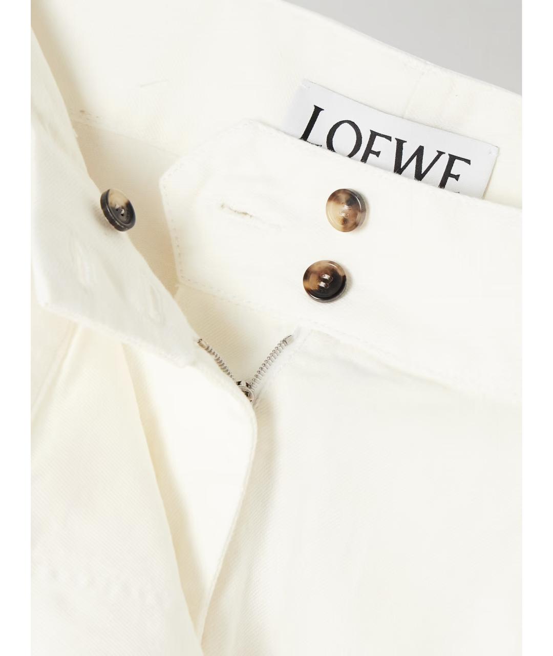 LOEWE Белые хлопковые прямые джинсы, фото 3
