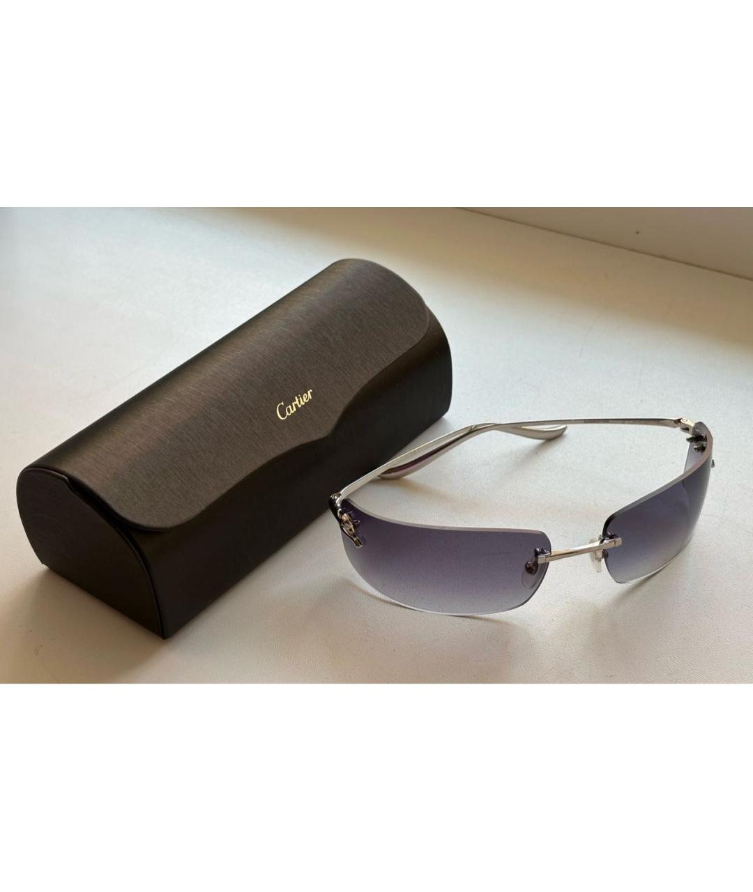 CARTIER Фиолетовые металлические солнцезащитные очки, фото 4