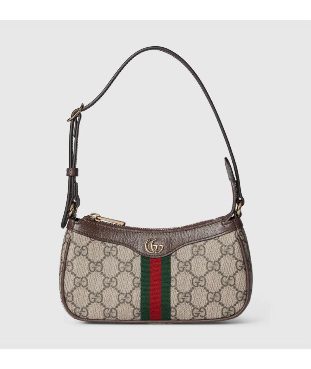 GUCCI Бежевая кожаная сумка с короткими ручками, фото 9