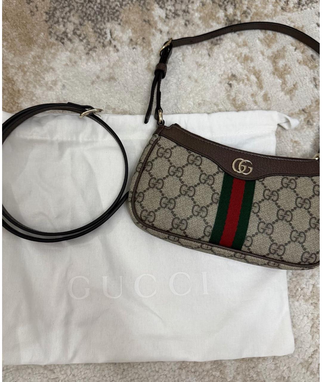 GUCCI Бежевая кожаная сумка с короткими ручками, фото 7