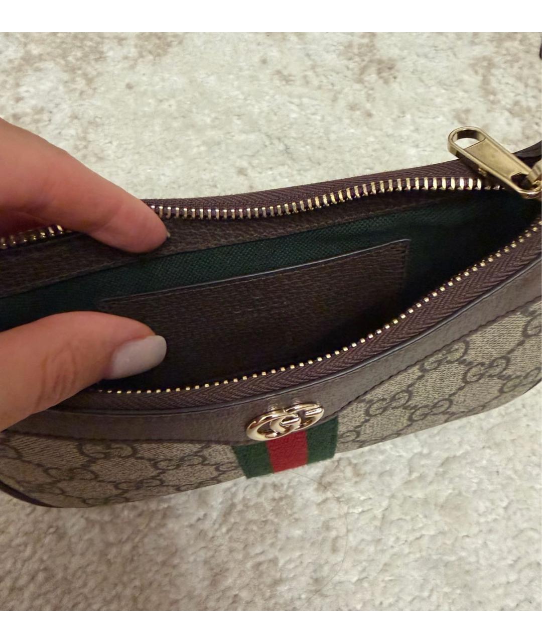 GUCCI Бежевая кожаная сумка с короткими ручками, фото 4
