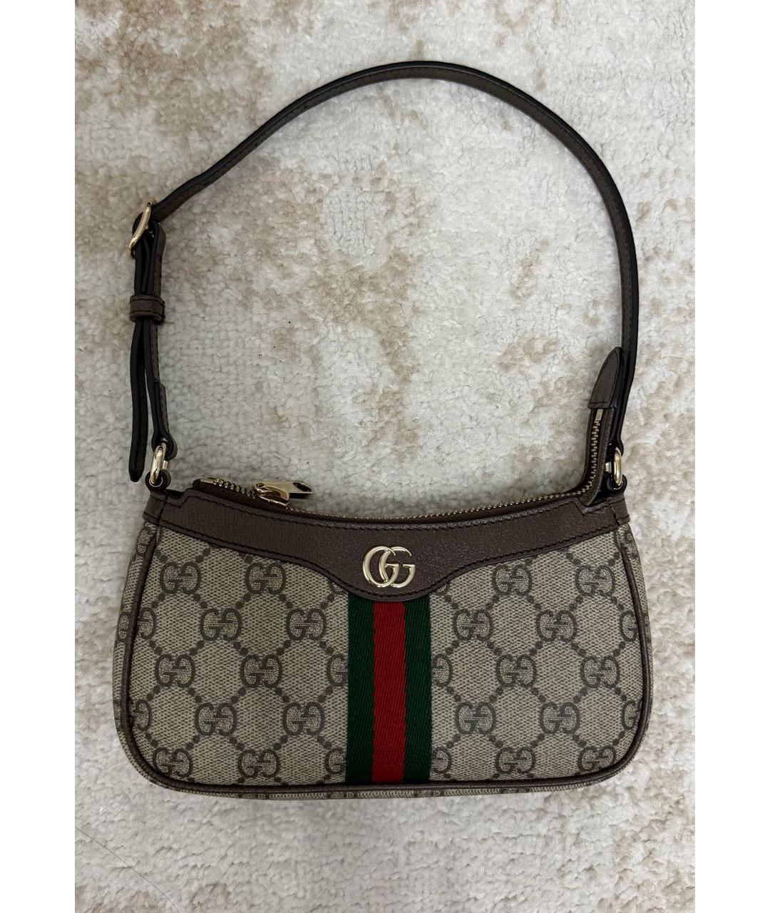 GUCCI Бежевая кожаная сумка с короткими ручками, фото 2
