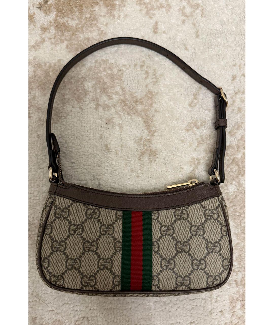 GUCCI Бежевая кожаная сумка с короткими ручками, фото 3