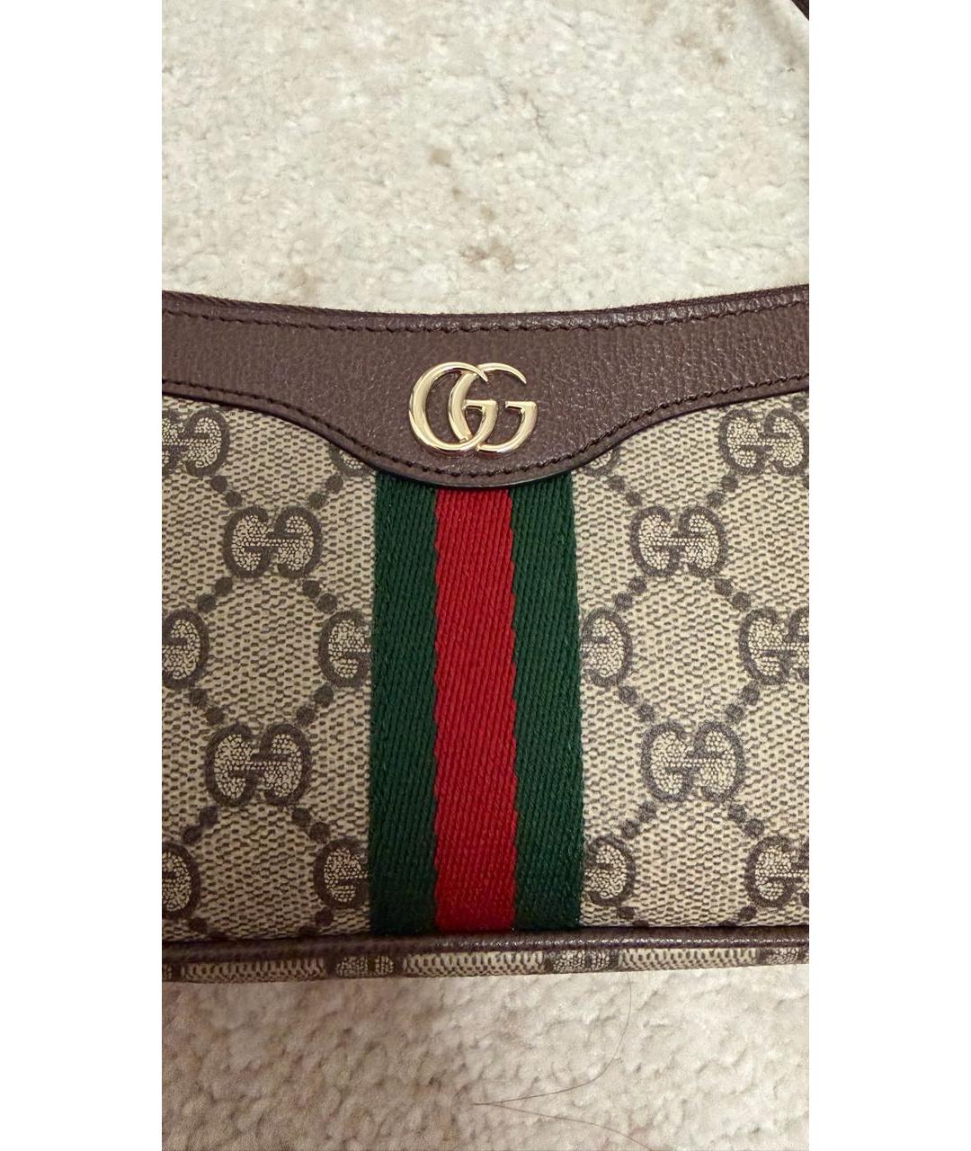 GUCCI Бежевая кожаная сумка с короткими ручками, фото 8
