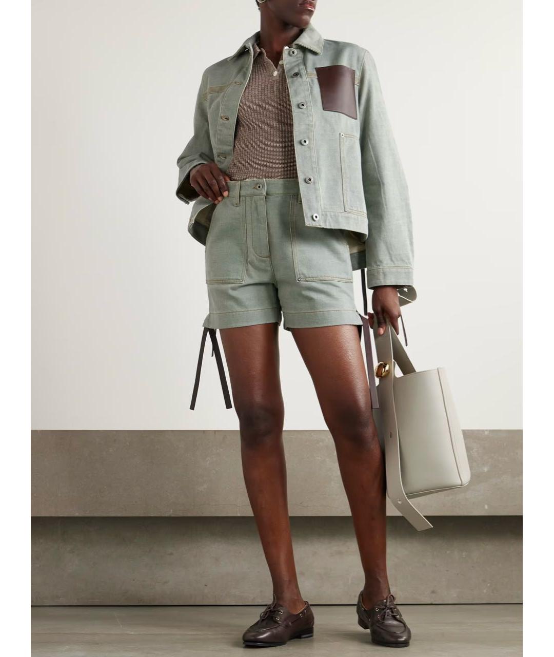LOEWE Зеленые хлопковые шорты, фото 2