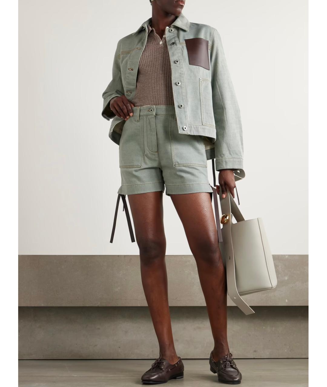 LOEWE Зеленые хлопковые шорты, фото 3