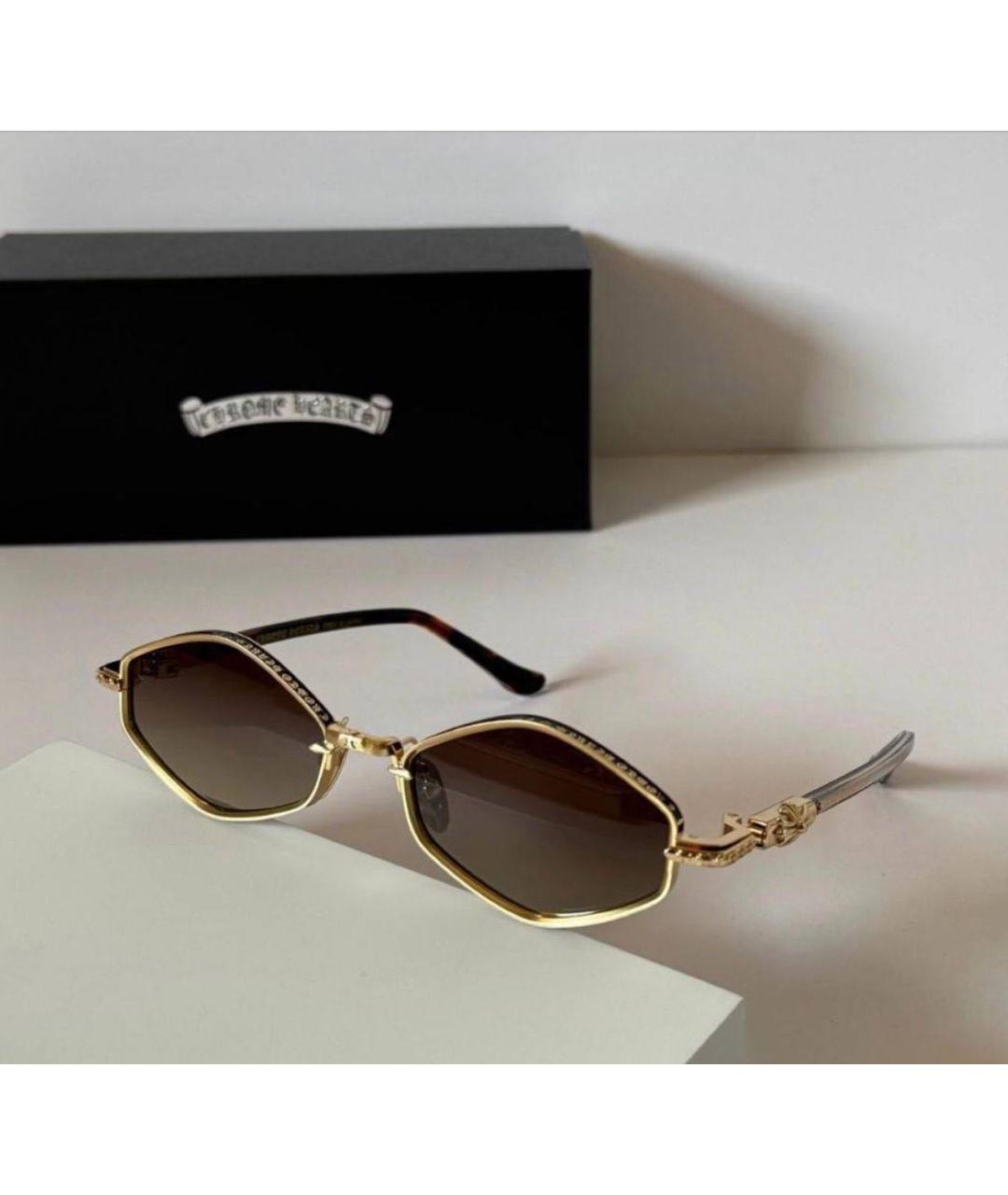 CHROME HEARTS Золотые металлические солнцезащитные очки, фото 4