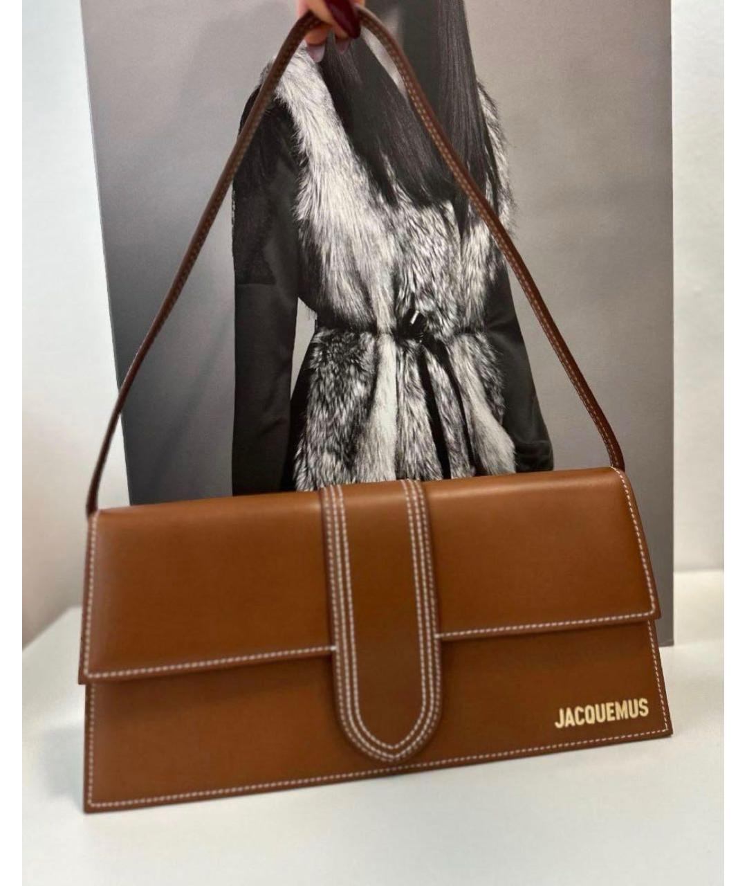 JACQUEMUS Коричневая кожаная сумка с короткими ручками, фото 8