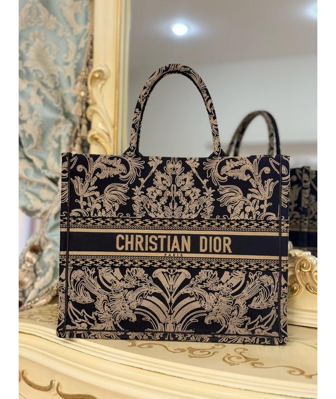 CHRISTIAN DIOR Черная жаккардовая сумка тоут, фото 2