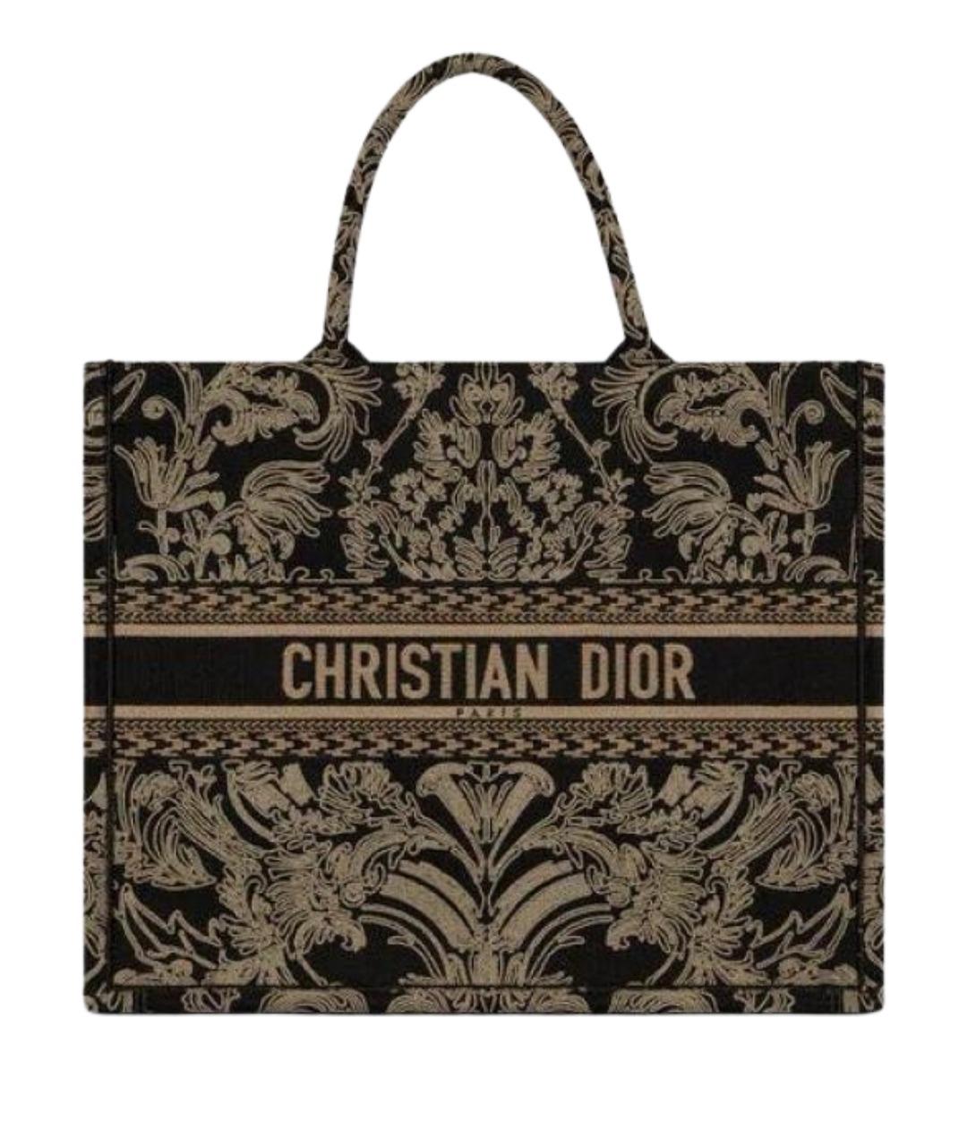 CHRISTIAN DIOR Черная жаккардовая сумка тоут, фото 1