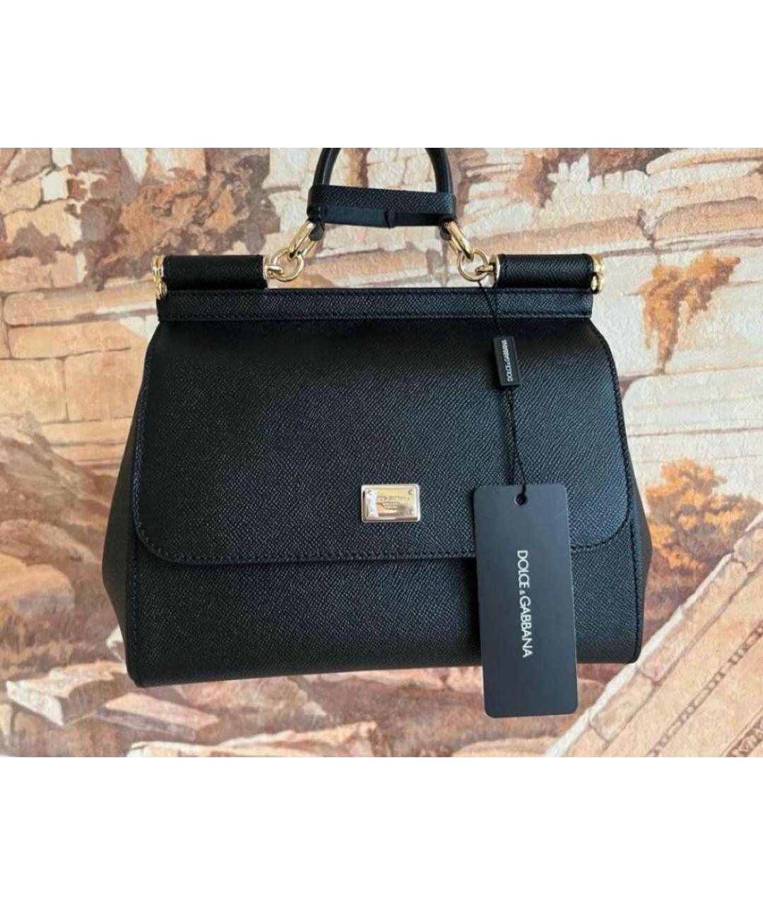 DOLCE&GABBANA Черная кожаная сумка через плечо, фото 3