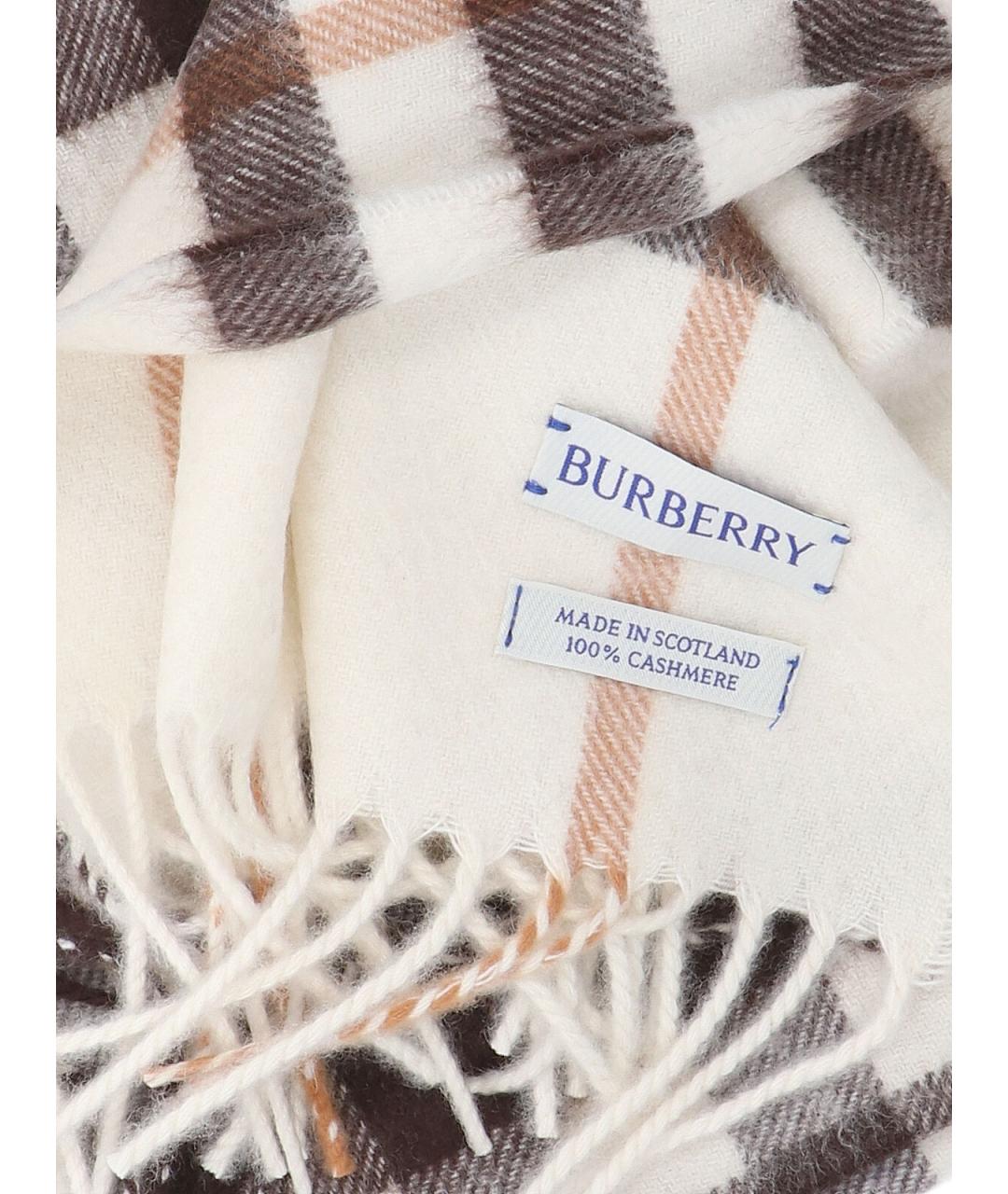 BURBERRY Белый кашемировый шарф, фото 3