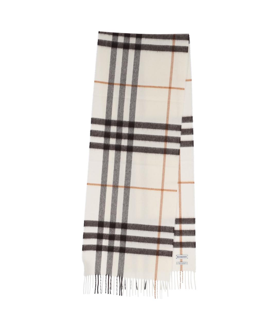 BURBERRY Белый кашемировый шарф, фото 1