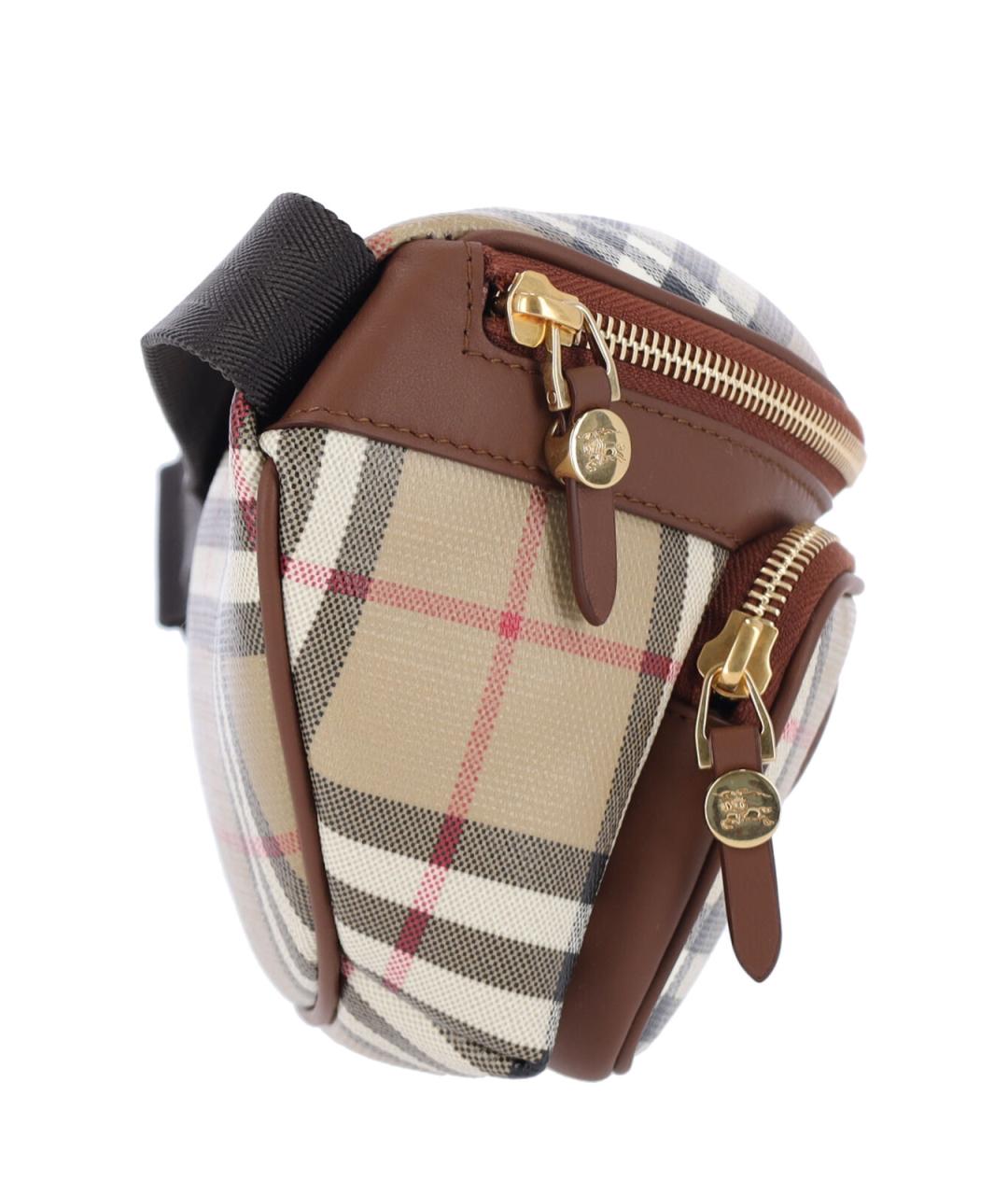 BURBERRY Бежевая тканевая поясная сумка, фото 5