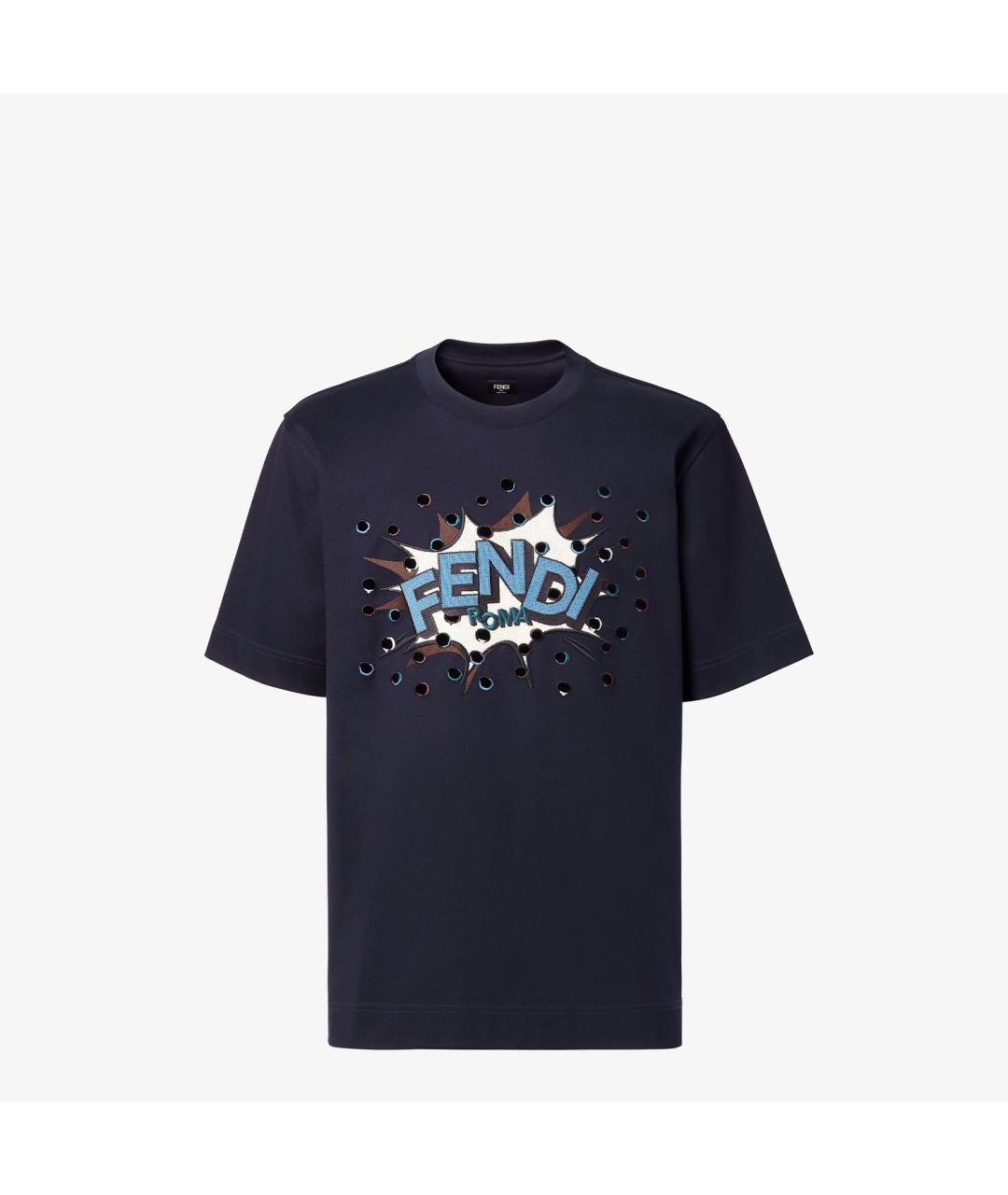 FENDI Синяя хлопковая футболка, фото 1
