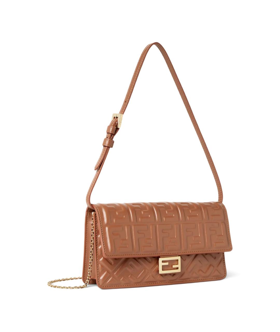 FENDI Коричневая кожаная сумка через плечо, фото 3