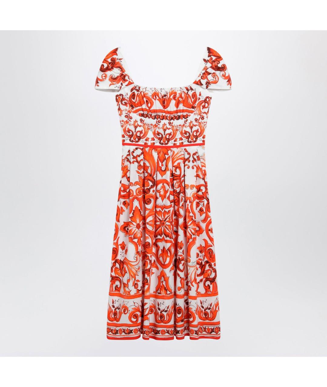 DOLCE&GABBANA Оранжевое хлопковое повседневное платье, фото 3
