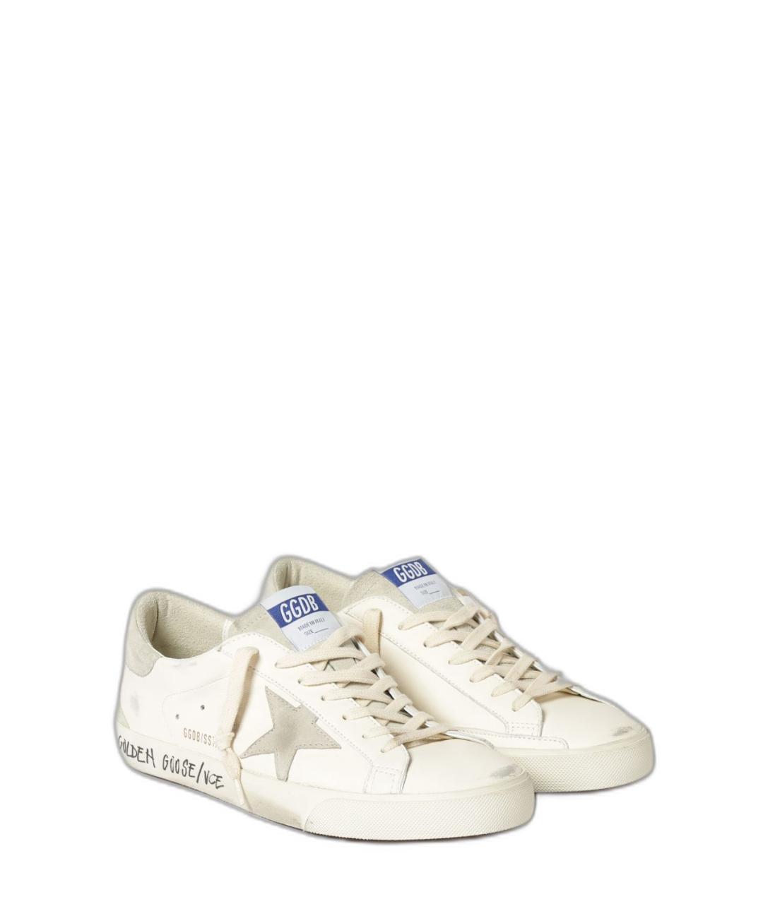 GOLDEN GOOSE Белые кожаные низкие кроссовки / кеды, фото 2